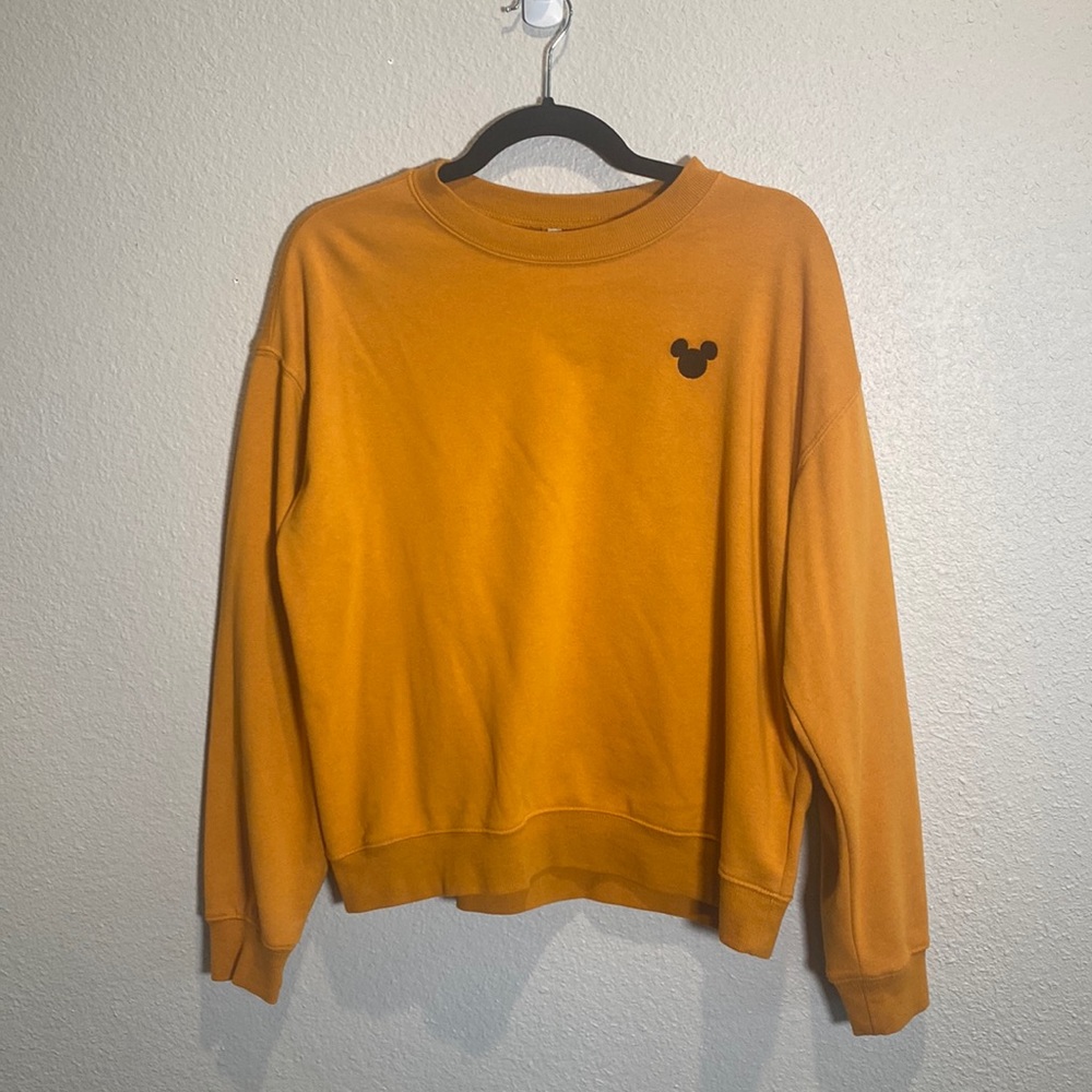 Mustard Embroidered Mickey Pullover Sweater